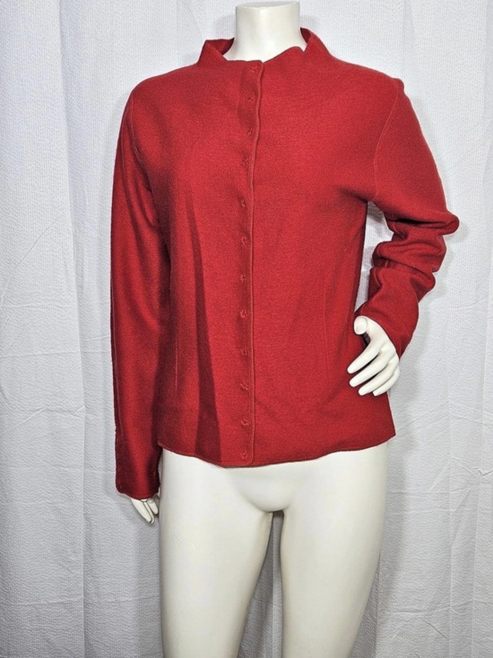 Lauren Hansen Red 100% Wool Cardigan Jacket M Cottagecorei - Picture 2 of 10